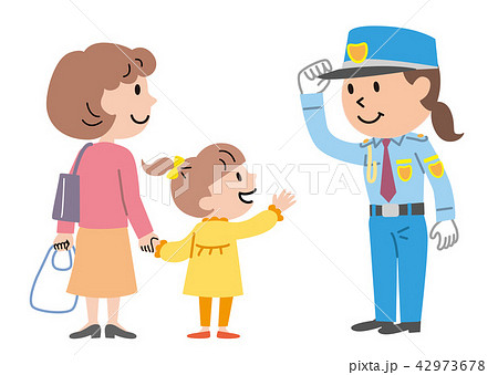 女性警備員　買い物客　イラスト　 42973678