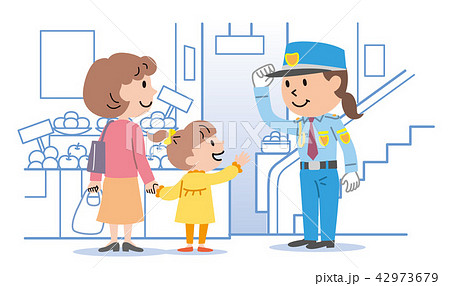 女性警備員 買い物客 イラスト 女性警備員 買い物客 イラスト 42973679