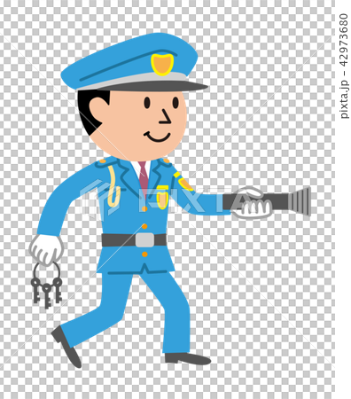 警備員　夜間警備　イラスト 42973680
