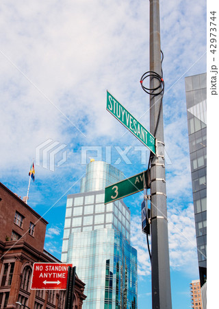 Low angle view of road sign  in New York 42973744