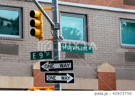 Road sign, one way signs and traffic lights in New York Road sign, one way signs and traffic lights in New York 42973750