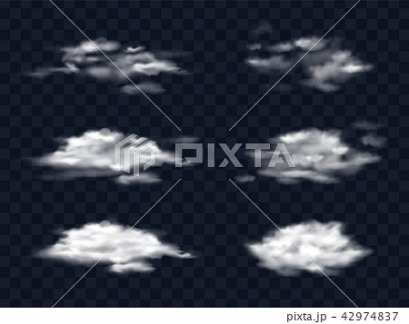 Set of illustrations of transparent white clouds Set of illustrations of transparent white clouds 42974837