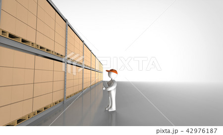 物流倉庫で働く検査員　右コピースペース 42976187