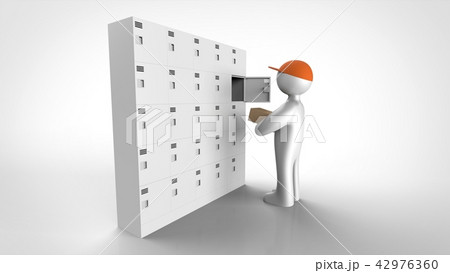 ロッカーと配達員 42976360