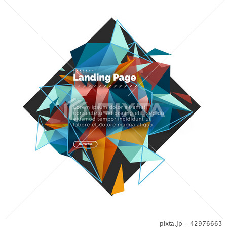 Triangular design abstract background, landing page. Low poly style colorful triangles on white Triangular design abstract background, landing page. Low poly style colorful triangles on white 42976663