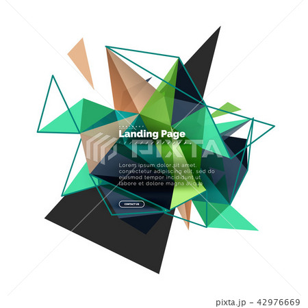Triangular design abstract background, landing page. Low poly style colorful triangles on white Triangular design abstract background, landing page. Low poly style colorful triangles on white 42976669