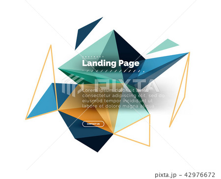 Triangular design abstract background, landing page. Low poly style colorful triangles on white Triangular design abstract background, landing page. Low poly style colorful triangles on white 42976672