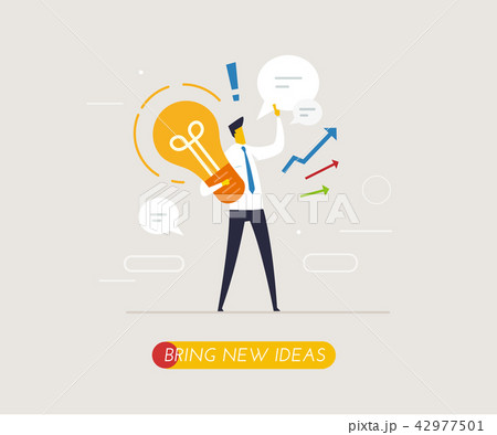 businessman holding a light bulb offers new ideas. . Success, growth rates 42977501
