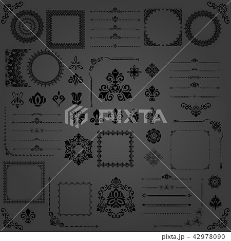 Vintage Set of Vector Horizontal, Square and Round Elements 42978090