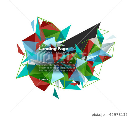 Triangular design abstract background, landing page. Low poly style colorful triangles on white 42978135