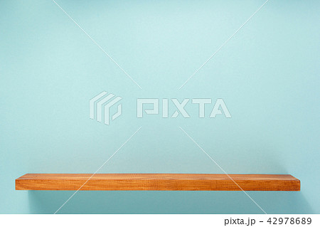 woden shelf at abstract wall background 42978689