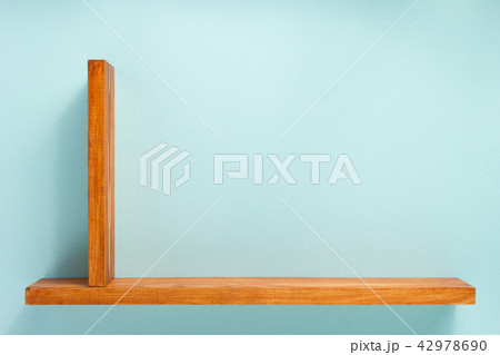 woden shelf at abstract wall background 42978690