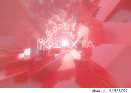Abstract Architectural tunnel light Irregular triangle Futuristic background made of red metal or 42978795
