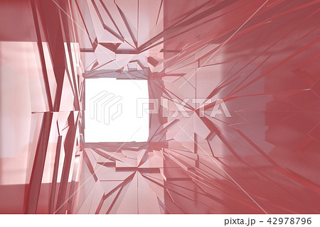 Abstract Architectural tunnel light Irregular triangle Futuristic background made of red metal or 42978796