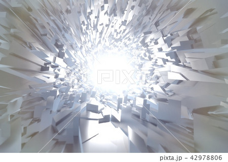 Abstract Architectural tunnel light Irregular triangle Futuristic background made of silver or 42978806