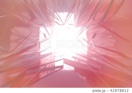 Abstract Architectural tunnel light Irregular triangle Futuristic background made of red metal or 42978812
