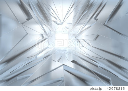 Abstract Architectural tunnel light Irregular triangle Futuristic background made of silver or 42978816