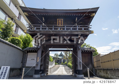 谷中にある妙法寺の山門（東京都台東区） 42978847