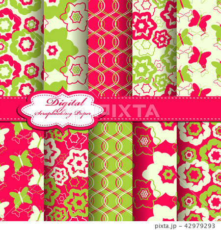 Set of vector abstract flower scrapbook pattern Set of vector abstract flower scrapbook pattern 42979293
