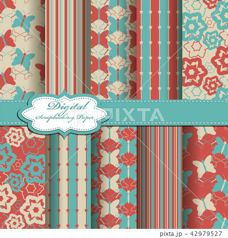 Set of vector abstract flower scrapbook pattern Set of vector abstract flower scrapbook pattern 42979527