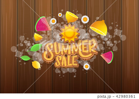 vector sammer sale horizontal banner with text, summer green grass, flying fresh lemons, flowers and vector sammer sale horizontal banner with text, summer green grass, flying fresh lemons, flowers and 42980361
