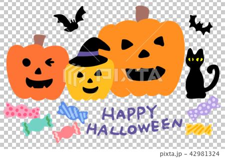 Halloween illustration pumpkin and black cat Halloween illustration pumpkin and black cat 42981324