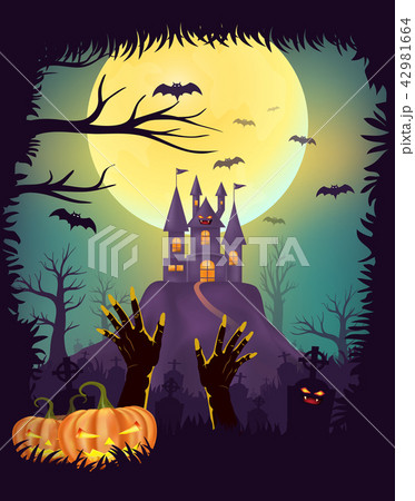 Happy Halloween poster design, Zombie hand rising 42981664
