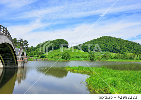 歴史の町 秋田県横手市 平安の風わたる公園の写真素材