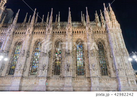 Catholic Church Duomo Di Milano illuminated night 42982242