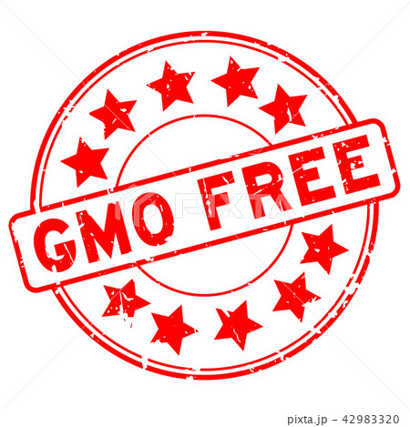 Grunge red GMO free round rubber stamp 42983320