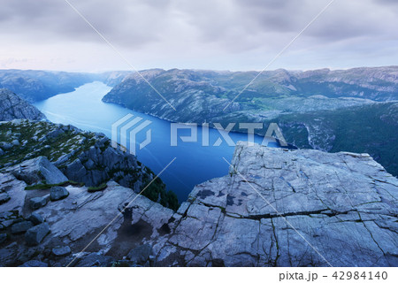 Misty morning on Preikestolen Misty morning on Preikestolen 42984140