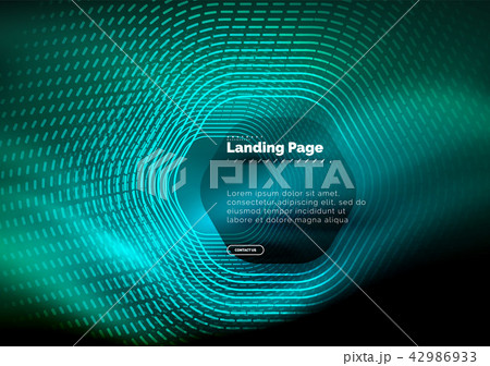 Neon glowing techno hexagon shape lines, hi-tech futuristic abstract background, landing page 42986933