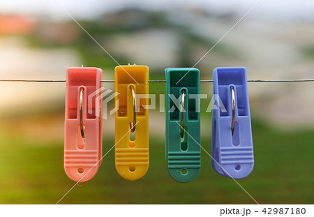 Colorful plastic clothes pegs Colorful plastic clothes pegs 42987180