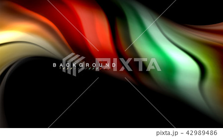 Fluid colors abstract background, twisted liquid design on black, colorful marble or plastic wave Fluid colors abstract background, twisted liquid design on black, colorful marble or plastic wave 42989486