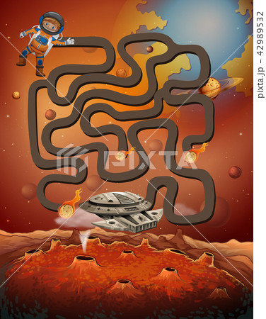 Astronaut finding spaceship maze game 42989532