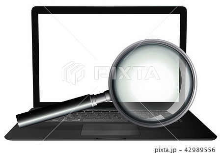 Magnifying glass and laptop Magnifying glass and laptop 42989556