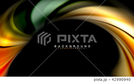 Fluid colors abstract background, twisted liquid design on black, colorful marble or plastic wave 42990940