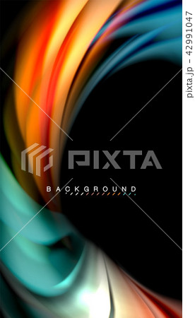 Fluid colors abstract background, twisted liquid design on black, colorful marble or plastic wave Fluid colors abstract background, twisted liquid design on black, colorful marble or plastic wave 42991047