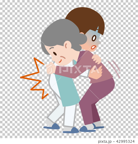 介護福祉士とシニア ギックリ腰 42995324