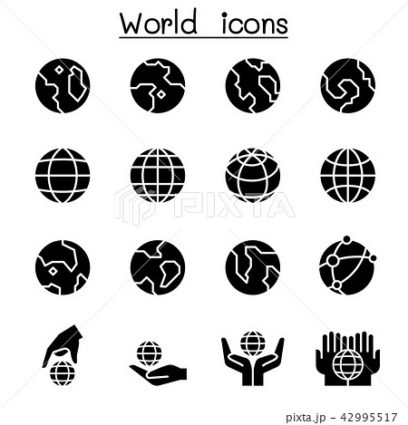 World Earth Icon Setのイラスト素材 42995517 Pixta