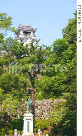 高知城　板垣退助像　遠景 42996813