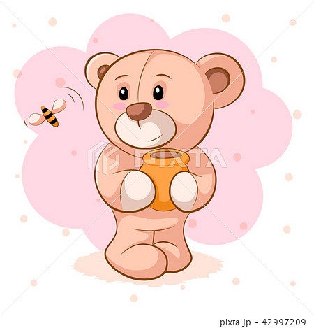 Teddy Bear With A Keg Of Honey のイラスト素材