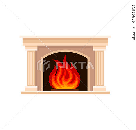 Burning fireplace vector Illustration i on a white background Burning fireplace vector Illustration i on a white background 42997637