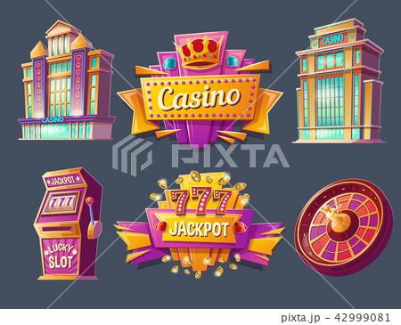 Icons of casino buildings and signboards Icons of casino buildings and signboards 42999081