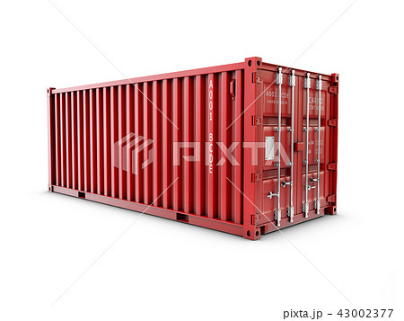 Service delivery, red cargo container. 3D rendering 43002377
