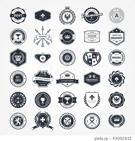 Emblems, badges, retro seals - blazons and labels Emblems, badges, retro seals - blazons and labels 43002932