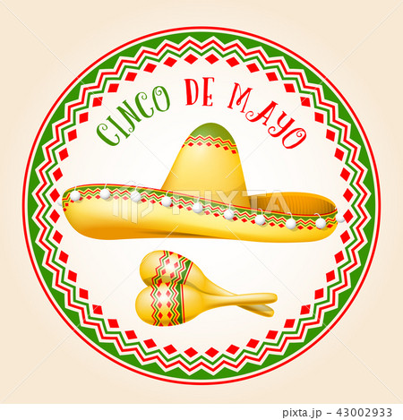Cinco de Mayo emblem - mexican sombrero Cinco de Mayo emblem - mexican sombrero 43002933
