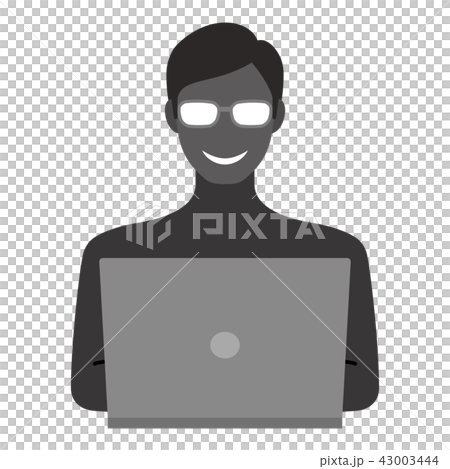 PC and a mysterious person laughing (glasses) 43003444