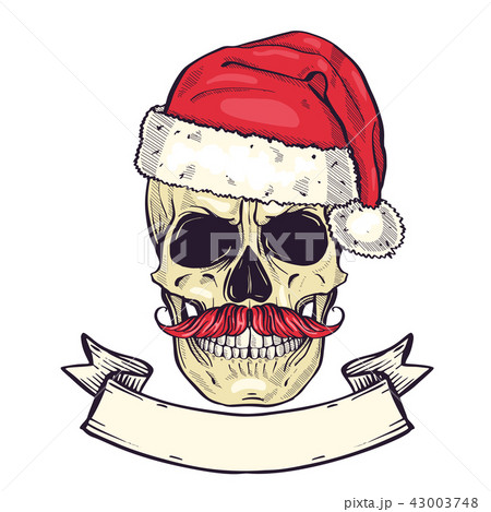 Color handdrawn angry skull of Santa Claus Color handdrawn angry skull of Santa Claus 43003748