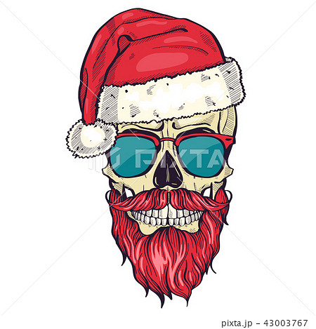 Color handdrawn angry skull of Santa Claus 43003767